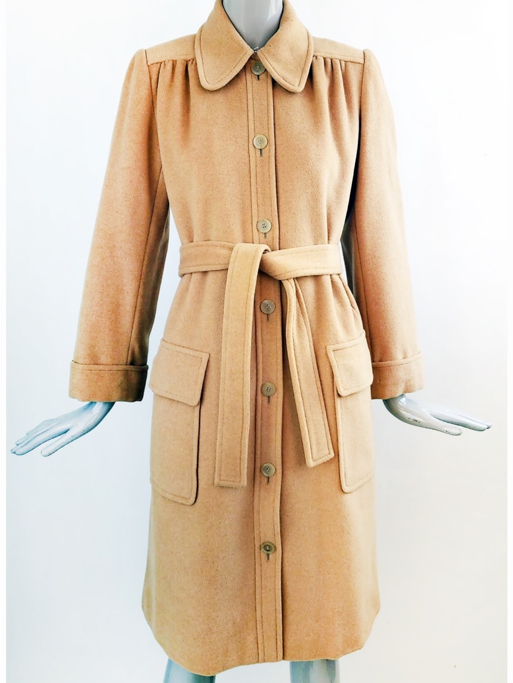 1970 Yves Saint Laurent Rive Gauche Camel Brown Wool Coat